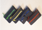 011149 / 25  Schlüsseltasche m. farbiger Doppelnaht + farbigem Nylon-RV + Geldfach